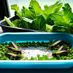 Cricket Farm - Hydration & Greens**

"Close-up shot of a cricket farm, focus on a section with water source and fresh greens. Crickets are actively feeding on small pieces of apple and romaine lettuce, and drinking from water beads covered with breathable fabric in a shallow dish. The enclosure is clean and well-lit. safe for work, appropriate content, fully clothed (crickets), professional, perfect anatomy (crickets), natural proportions (crickets), high-quality insect photography, bright and natural lighting, family-friendly."

**