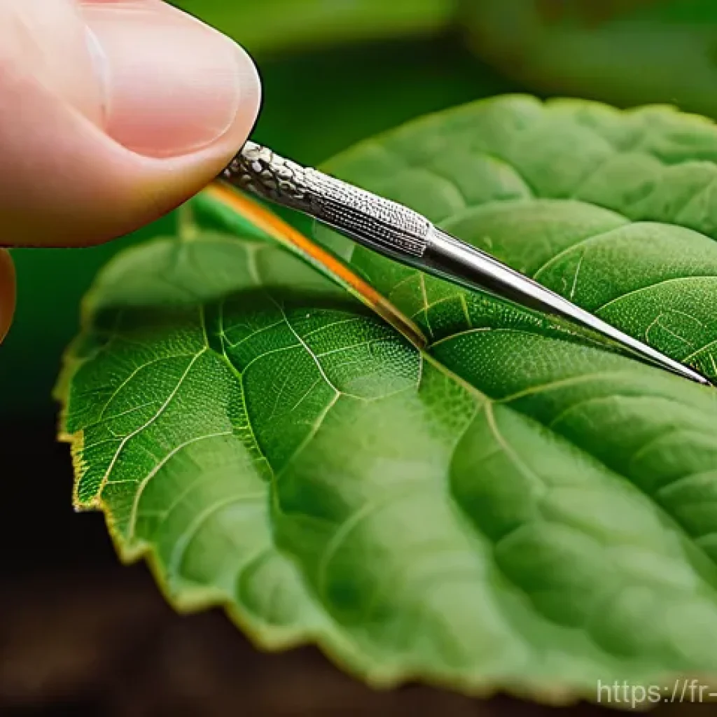 곤충의 알 채집 및 보관법 - **Prompt:** A close-up, highly detailed macro photograph of an entomologist's hands, wearing light-c...