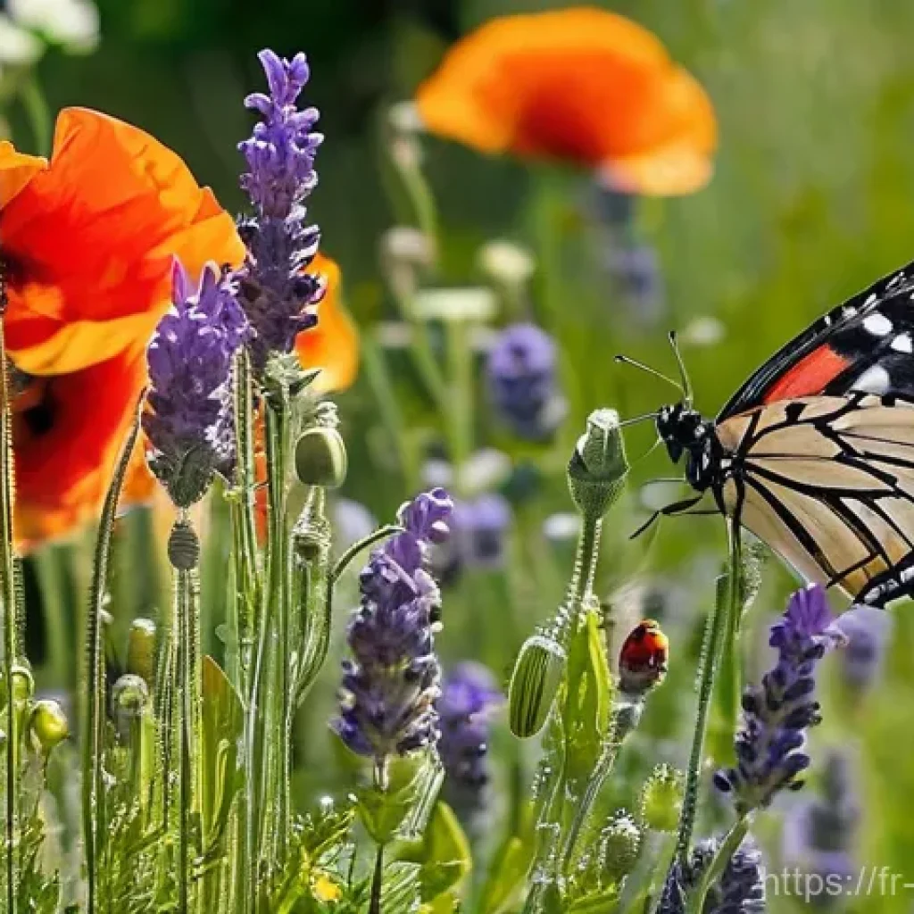 곤충과 기후 변화 - **A vibrant, sun-drenched French garden teeming with life, showcasing the delicate balance of its ec...