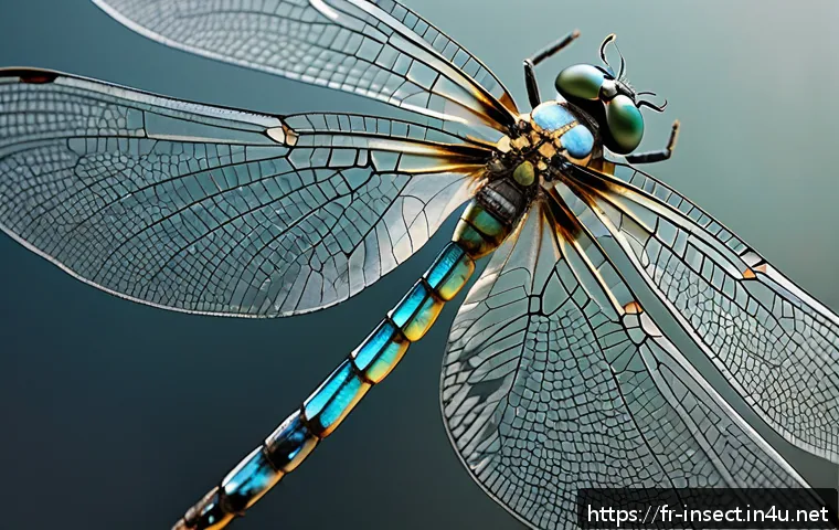 곤충을 주제로 한 예술 작품 - Hyper-detailed micro-sculpture of a dragonfly wing showcasing translucent, delicate veins with a sci...